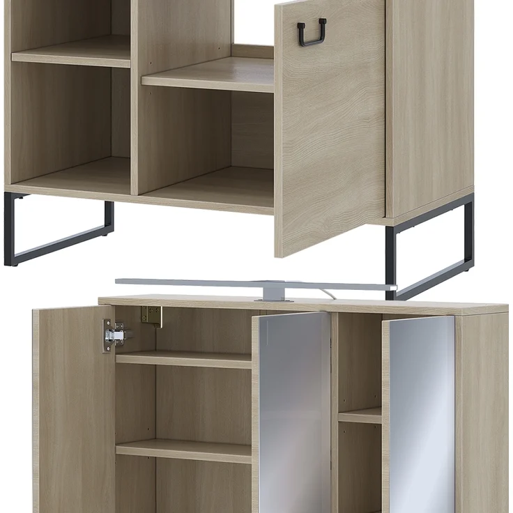 Badmöbel-Set Vionna Eiche/Schwarz 2 Teile Vicco – Bild 5