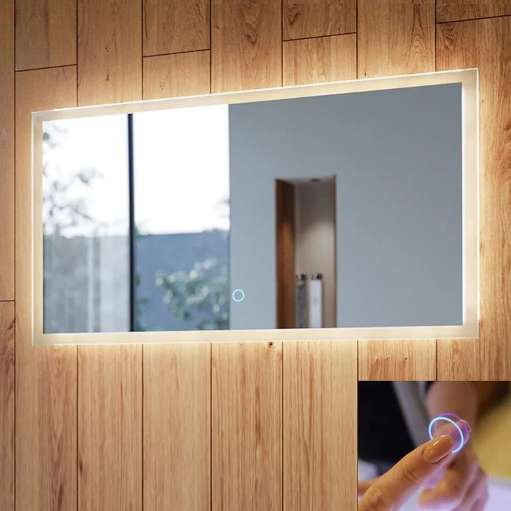 LED Spiegel 140cm mit Touch Bedienung B x H x T ca. : 140 x 60 x 3,2 cm – Bild 1