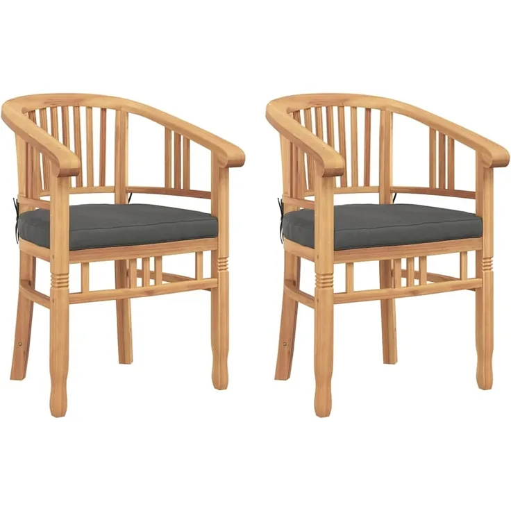 vidaXL Stuhl mit Kissen 2 pcs Braun 63 x 58 x 89 cm Massivholz Teak 42008385