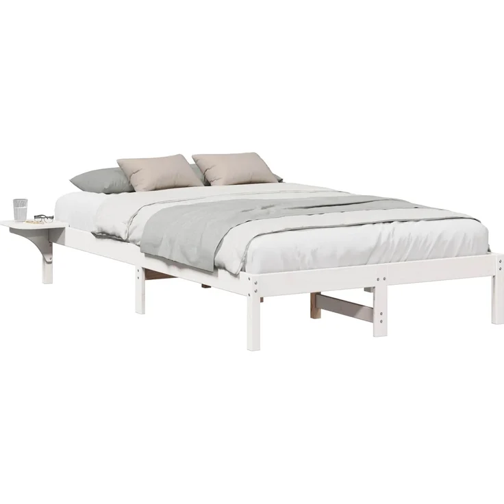 vidaXL Bettrahmen Weiß 140 x 190 cm Massives Kiefernholz 873194 – Bild 2