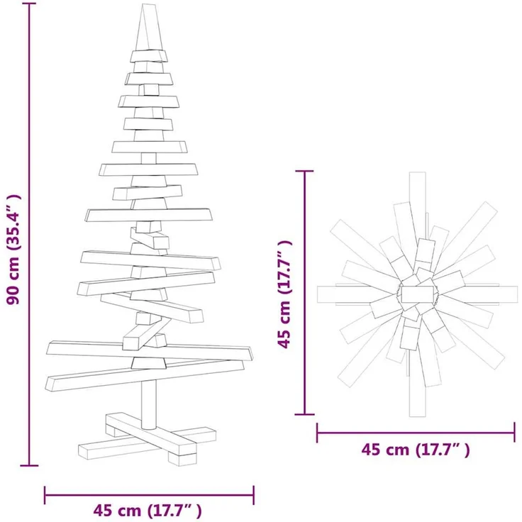 vidaXL Holz Weihnachtsbaum KOTKA 90 cm Massives Kiefernholz 42016698 – Bild 11