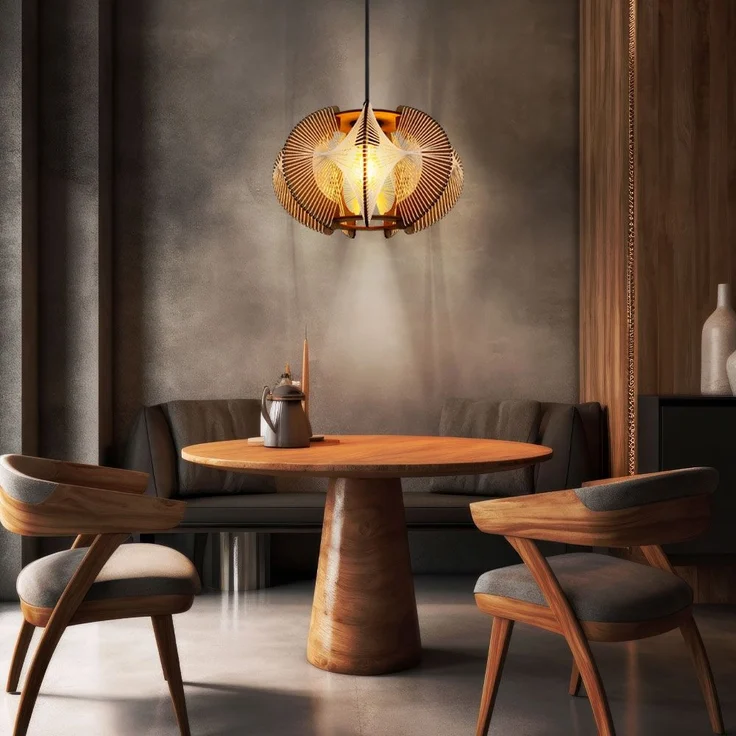 Hängeleuchte, Hanf, MDF, naturfarben, 1 flammig – Bild 5