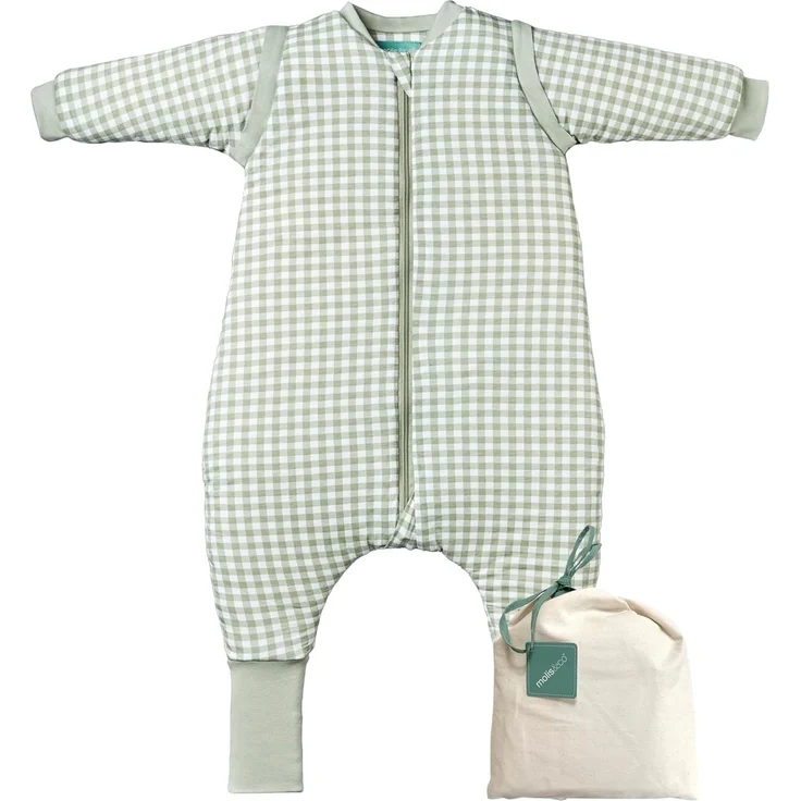molis&co - Baby schlafsack mit Füßen, abnehmbare Ärmel und Socken - Ideal für den Winter - Babyschlafsack mit Füßen 2.5 tog - 100% Baumwolle (Oeko-TEX 100), Premium Qualität - Mint Tea (60 cm)