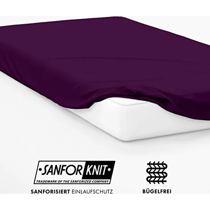 Jacobson Laken to GO Spannbettlaken Jersey Spannbetttücher Bettlaken 50% Baumwolle 50% Polyester (120x200-130x200 cm 1er Set, Royal Lila) – Bild 5