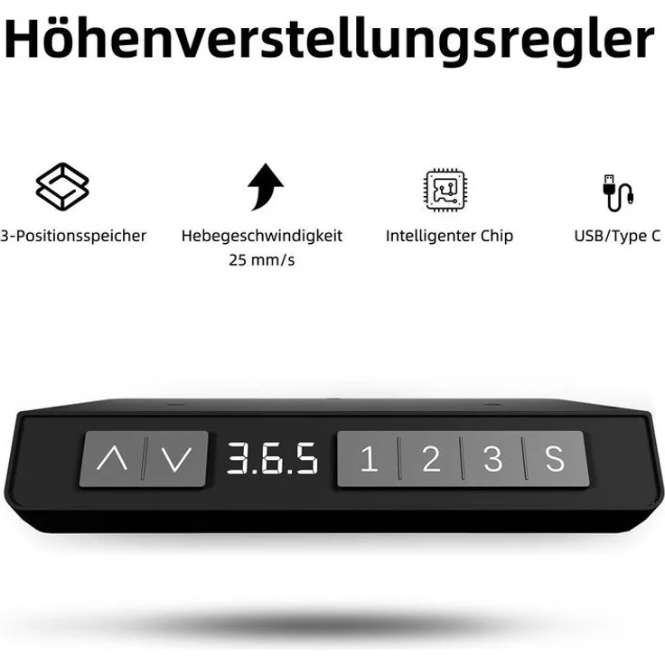 HOMAVO höhenverstellbares Tischgestell, geeignet für Tischplatten mit einer Breite von 50–70 cm, schwarz, Höhen-Speicherfunktion – Bild 3