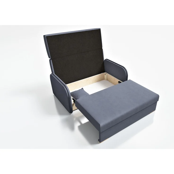 Wohnero 24 Goldi 3 Premium Schlafsofa 144x95 cm mit Schlaffunktion & Bettkasten – 133x195 cm Liegefläche, 2-Sitzer Design Sofa Dunkelgrau – Bild 4