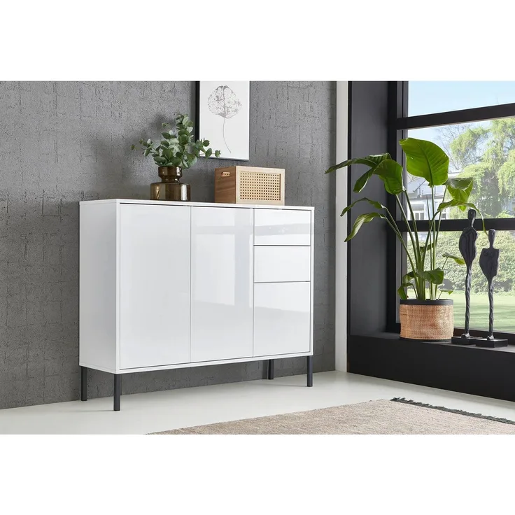 BMG Möbel Kommode Mailand 10 (Schubladenkommode Anrichte Sideboard, mit hochwertigen Metallfüßen), Push-to-Open-Funktion