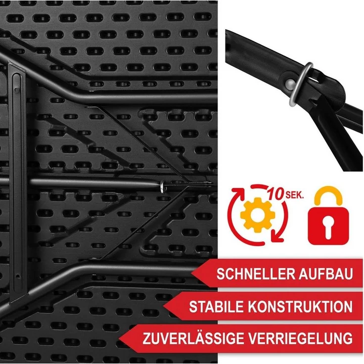 Onbest Klapptisch Borkum mit Tragegriff, Aluminiumgestell, 180cm, 180kg, klappbar, wetterfest – Bild 2