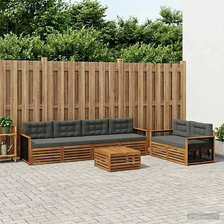vidaXL Outdoor-Sofagarnitur 7 stk. 6-Sitzer Natur und Anthrazit 3383055 – Bild 1