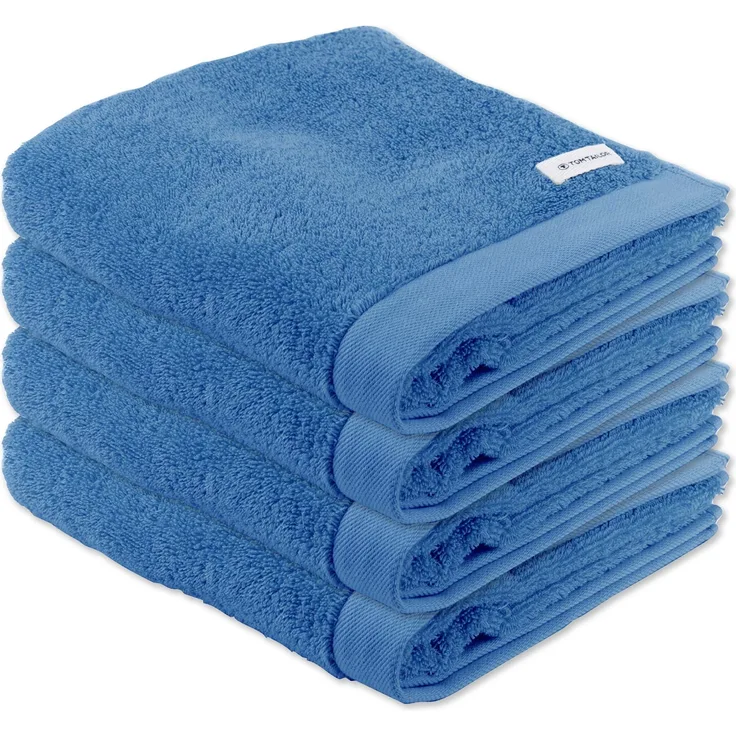 TOM TAILOR Handtuch, 4er Pack - Color Bath Towel, Frottier, Baumwolle Blau 50x100cm