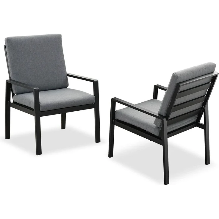 MeXo Gartenlounge-Set Alu Gartenmöbel-Sets Gartenstuhl, (2-tlg, 2 Esszimmerstühle, 60x 68x 85 cm, 4 Auflagen, bis zu 140 kg belastbar), wetterfest Gartengarnitur Set – Bild 5