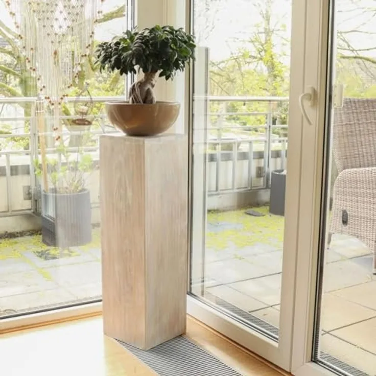 Oriental Galerie Blumenhocker Massive Holz Säule Viereckig Podest Whitewash mittel 75 cm (1 St)