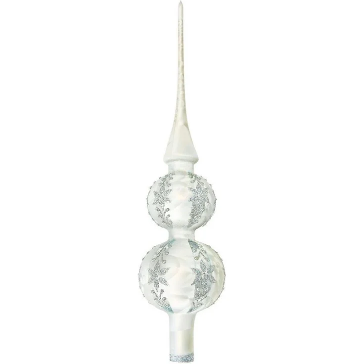 Krebs Glas Lauscha Christbaumspitze Christbaumschmuck Christbaumspitze Glas Ø 7x30 cm silber Eislack – Bild 2