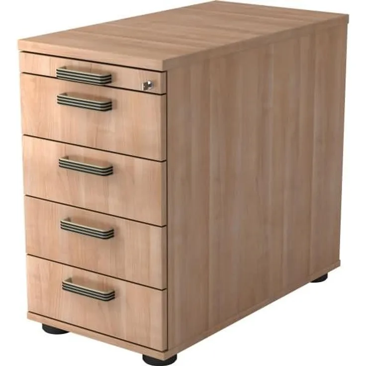 Standcontainer SC50 80cm, 4 Schübe, Schloss, SG Nussbaum