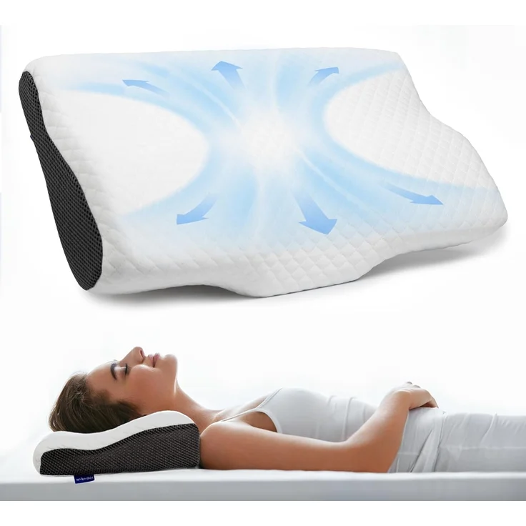 Wolkenfeld Nackenkissen für Seiten, Rücken & Bauchschläfer - Orthopädisches Kissen, Kopfkissen Nackenschmerzen Reduzierung, Memory Foam Nackenkopfkissen, Ergonomisches Kopfkissen - Seitenschläferkissen – Bild 1