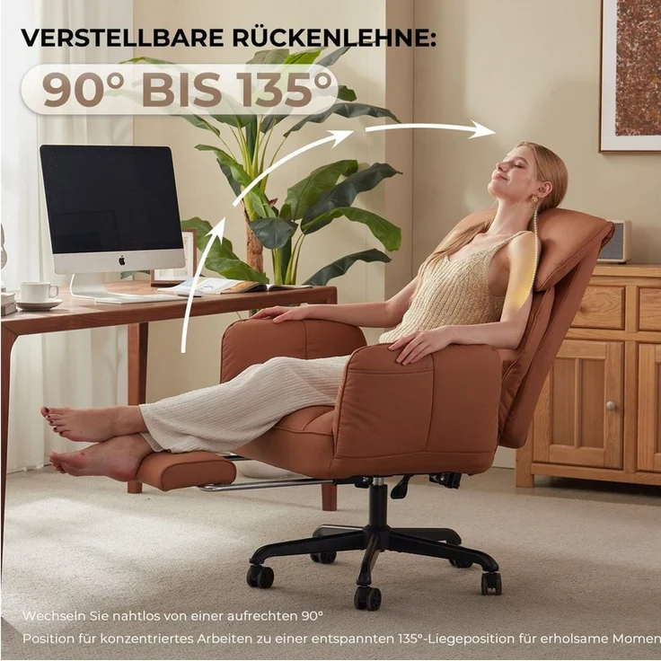 Dowinx Drehstuhl Bürostuhl mit Schwenkbaren Armlehnen (Packung), Schreibtischstuhl mit Taschenfederkern-Sitz und Fußstütze – Bild 4