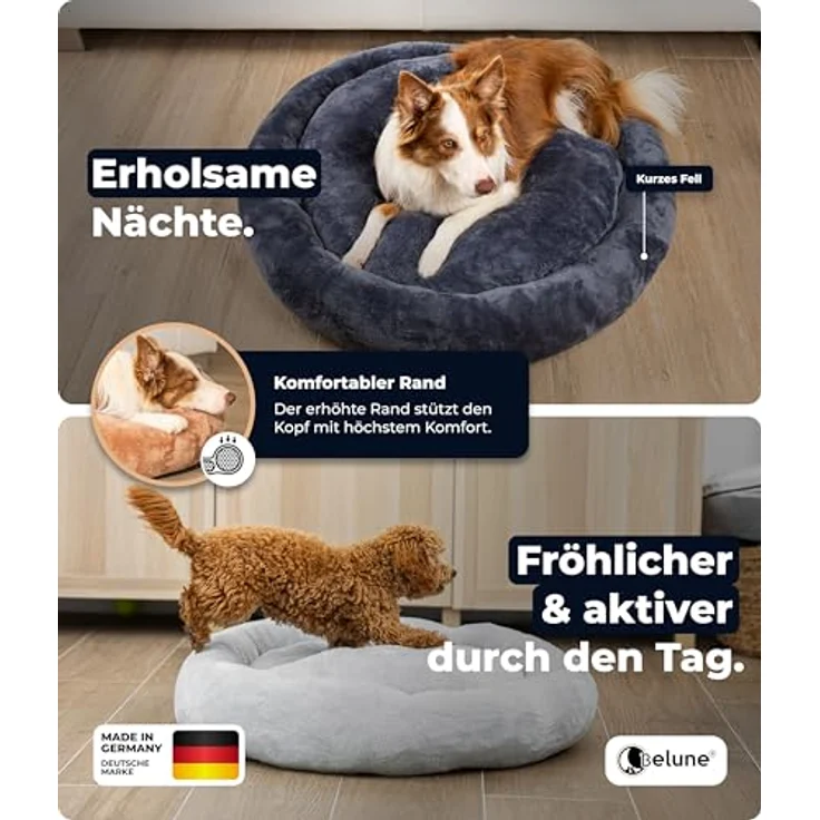 Belune Tierbett Deluxe - kuschelweiches Donutkissen - Made in Germany, vegane Materialien, verschiedene Größen und Farben, extra gemütlich, Made in Germany – Bild 3