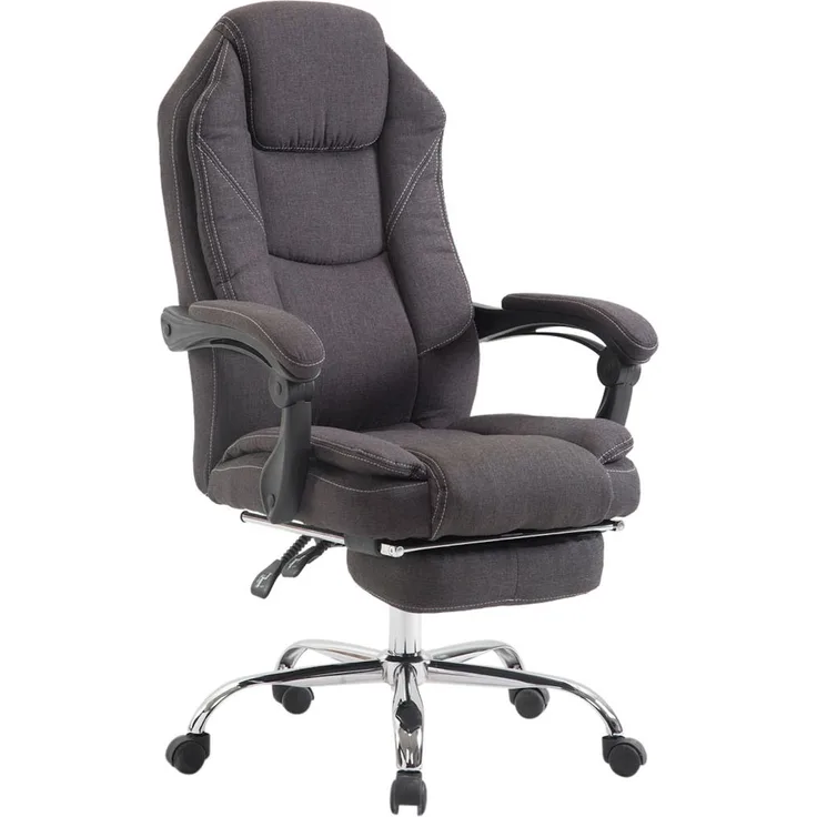 DELUKE® Bürostuhl MEDHA Stoff - 114x67x64, Dunkelgrau Stoff Metall in Chromoptik Gestell ergonomische Bürostühle Homeoffice Stuhl mit Rollen