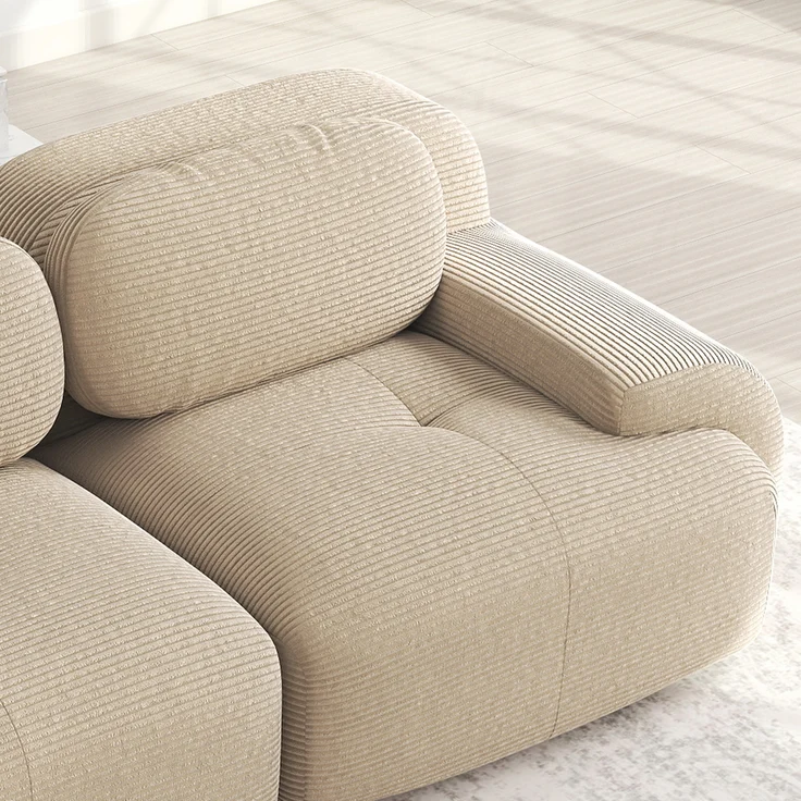 4-Sitzer-Sofa aus weichem Cordstoff,32D hochelastische Polsterung haustierfreundlich und ergonomisch vakuumverpackt frei kombinierbar ohne Montage für Schlafzimmer und Büro,Cordstoff,Beige, – Bild 7