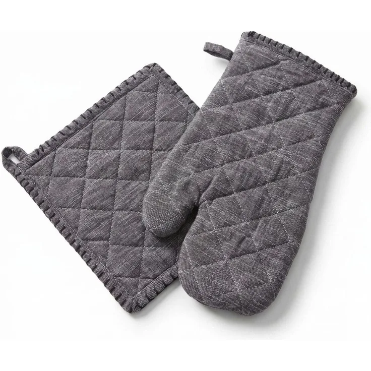Home affaire Topfhandschuhe Handschuh & Topflappen Set Grau, (Set, 2-tlg)