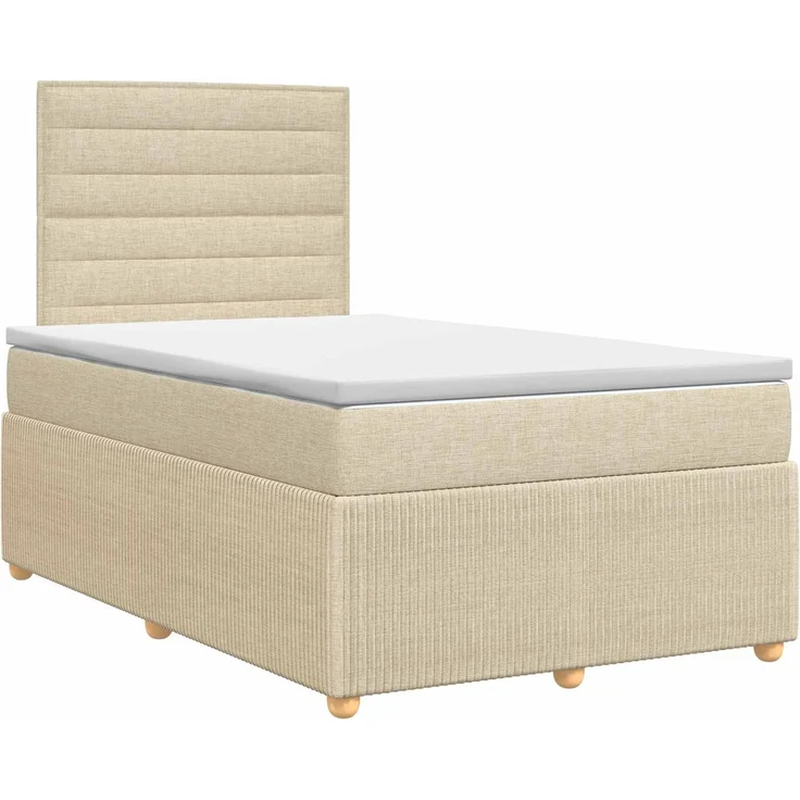 vidaXL Boxspringbett mit Matratze Creme 120 x 200 cm Stoff 3454366 – Bild 2