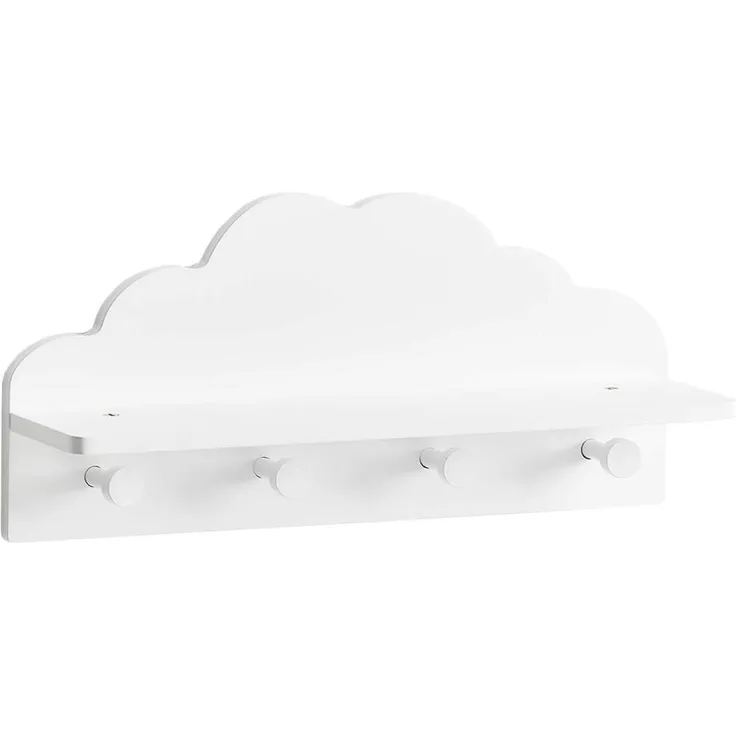 Zeller 'Wolke' Wandgarderobe mit 4 Haken und Ablage, MDF, weiß, 48 cm breit