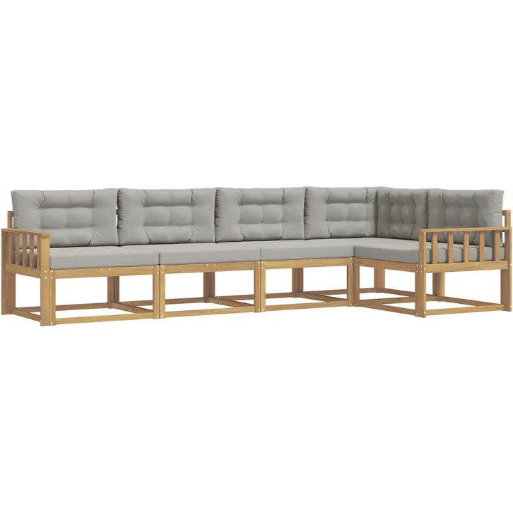 vidaXL Outdoor-Sofagarnitur 5 stk. 5-Sitzer Weiß und Hellgrau 3386440 – Bild 2