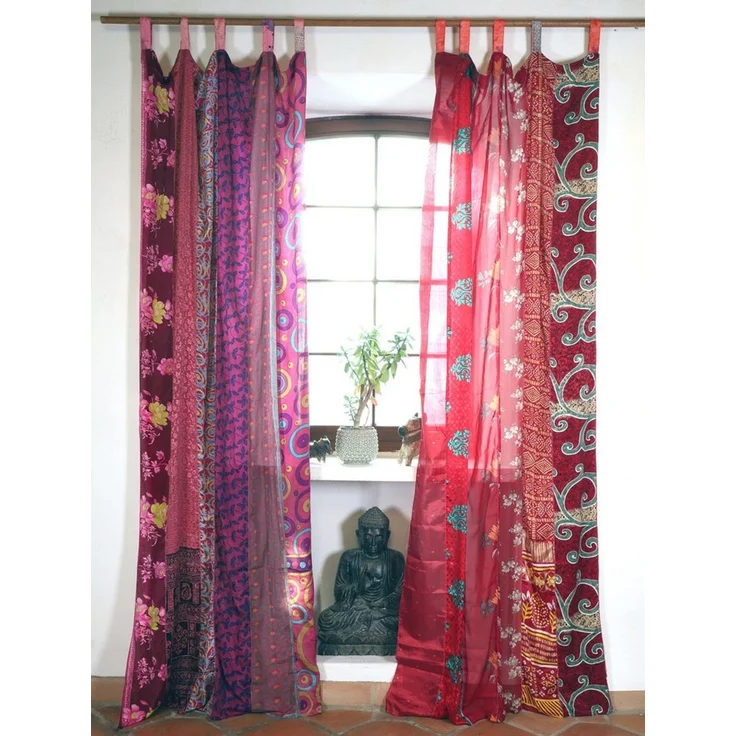 Guru-Shop Vorhang Seidiger Vorhang (1 Stk) Gardine aus Patchwork.. – Bild 3