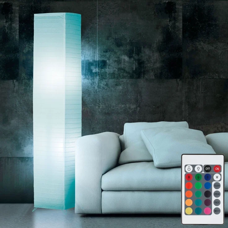 RGB LED Papier Stehleuchte in weiß mit Fernbedienung BAMBOO – Bild 4