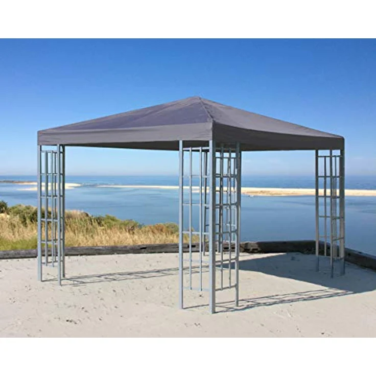 QUICK STAR Rank Pavillon 3x3m, Metall Garten Partyzelt mit anthrazitfarbenem Dach und verstärkten Dachstreben – Bild 1