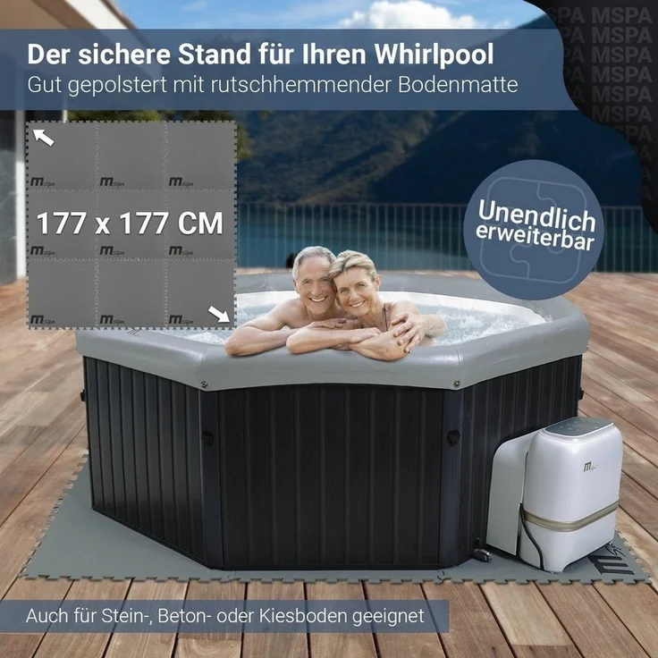 Miweba MSpa Whirlpool Wärmeschutzmatte 9-Teilig - Bodenschutzmatte 177x177 cm - 204x204 cm - Quadratisch - Wasserabweisend - Rutschhemmend - Universal (177x177 cm) – Bild 2