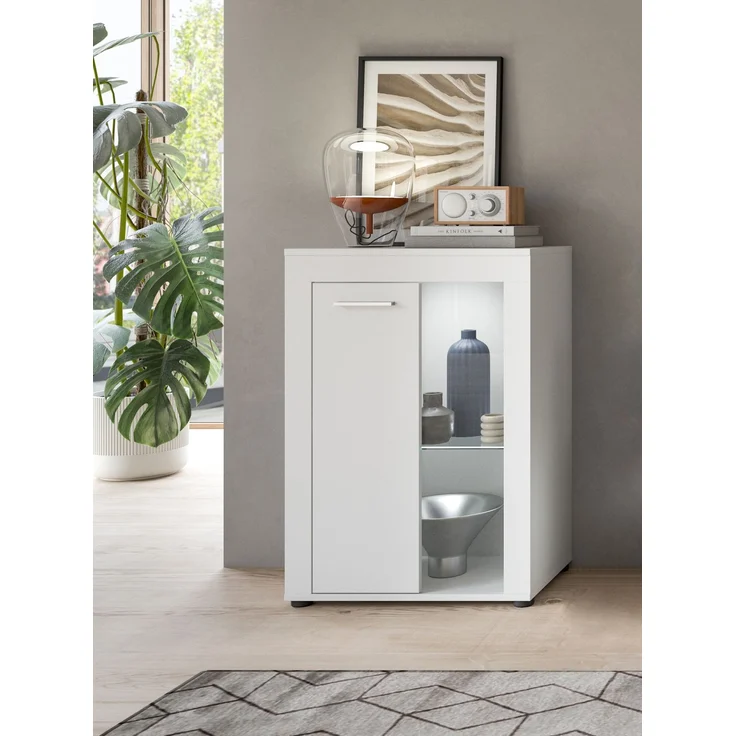 xonox. home Wohnen Jam X8BA9T40 Vitrine Glasvitrine Dekoschrank Glas-Kommode in weiß Melamin, ca. B/H/T: 600 x 86 x 35 cm – Bild 9