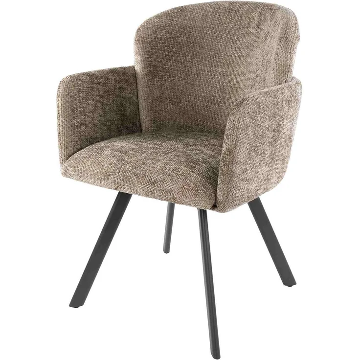 2er-Set Armstuhl Ecarm 360° drehbar mit Chenille-Bezug, Champagne – Bild 1