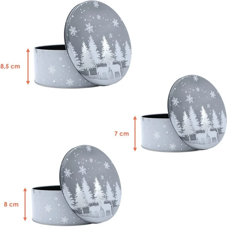 Spetebo Keksdose, Metall, (Set, 3-tlg, 3-teilig), Weihnachts Gebäckdose Keksdose aus Metall stapelbar – Bild 2