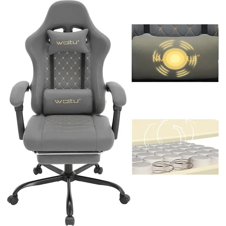 Woltu Gaming-Stuhl (1 St), mit Massagefunktion, ergonomisch, 150 kg, Tech-Stoff – Bild 1