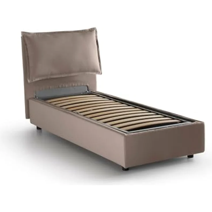 Talamo Italia - Doppelbett Agata, Bettkasten mit Stoffbezug, 100 % Made in Italy, Öffnung vorne, inklusive Matratze 120 x 200 cm, taubengrau – Bild 7