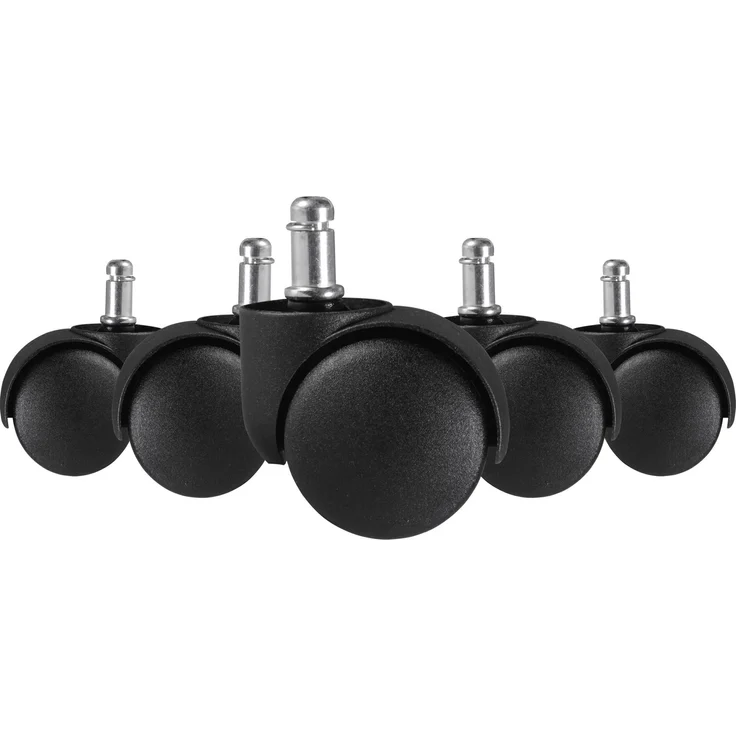 Bürostuhlrollen 5er Set Schwarz 50mm Weichboden 11mm Stift – Bild 1