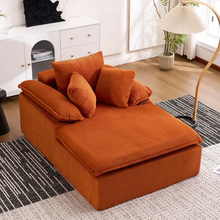 A 48-inch high reclining sofa, designed in an indoor style, with a frameless design. A more comfortable reading reclining sofa, equipped with wide armrests, no need for installation.
