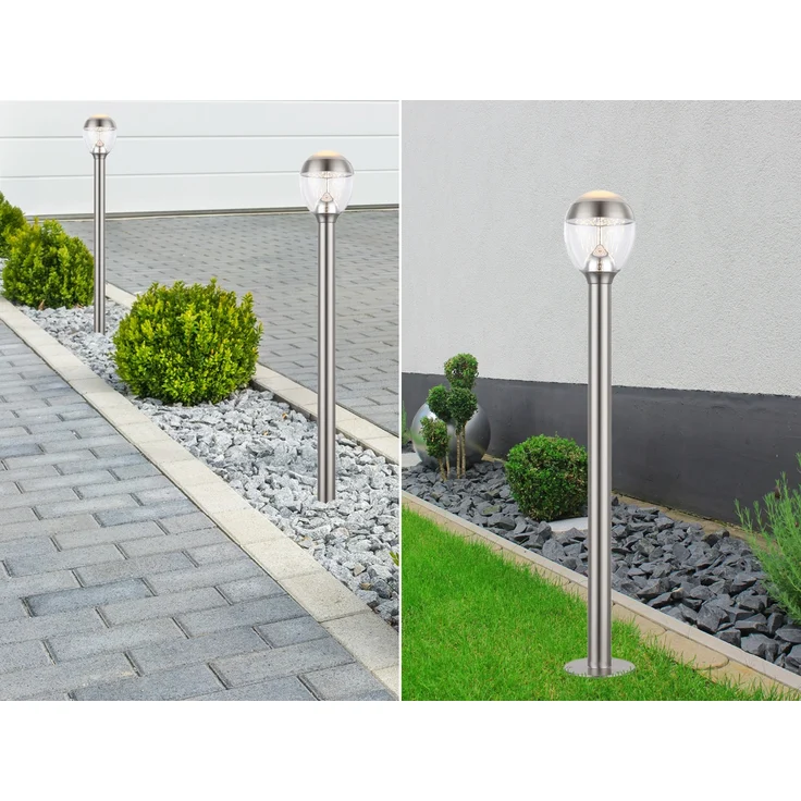 2er Set ausgefallene LED Wegeleuchten aus Edelstahl in Silber, Höhe 99cm – Bild 1
