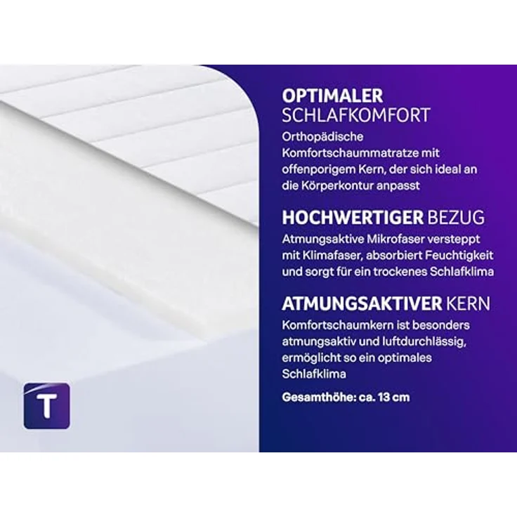 Traumnacht Easy Comfort Rollmatratze Öko-Tex zertifiziert, Härtegrad 2 (H2), 140x200 cm, weiß – Bild 4