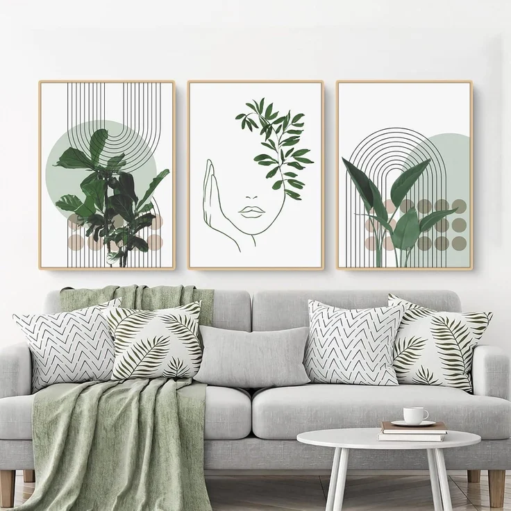 3er-Set Grüne Pflanzen Poster Modernes Bohemian Wandbild Wohnzimmer Schlafzimmer – Bild 7