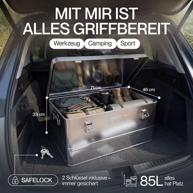 Trucky Allzweckkiste Aluminium Box mit Deckel Silber Alukiste Alu Kiste Abschliessbar – Bild 3