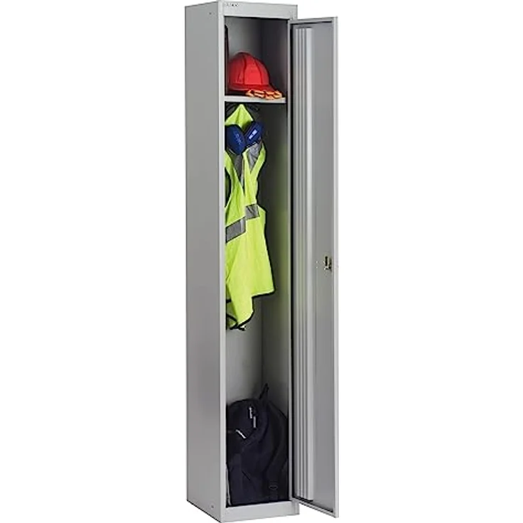 Bisley Garderobenschrank Office mit Schloss aus Stahlblech, 1 Fach mit Hutboden & Kleiderstange - Kleiderspind abschließbar, Spind Tiefe: 45,7 cm - Farbe: oxfordblau, CLK181-639 – Bild 4