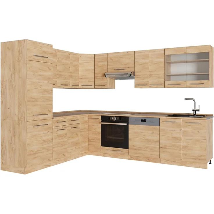Eckküche Fame-Line Goldkraft Eiche/Goldkraft Eiche 287 x 227 cm ohne Arbeitsplatte Vicco – Bild 1