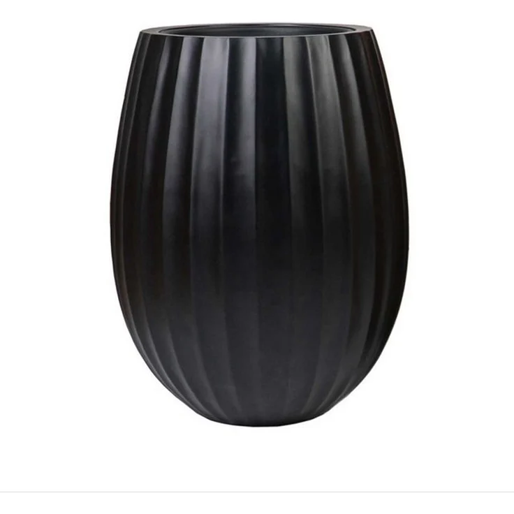 VIVANNO Blumentopf Fiberglas BALAO ARC Rund - Schwarz Matt (1 St), 39x50 cm – Bild 4