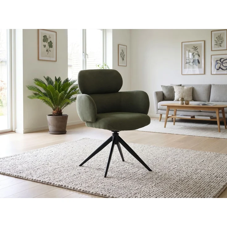 LC Home Esszimmerstühle »Soma« 4er Set Webstoff grün – drehbare Armlehnstühle & Polsterstühle – Bild 2