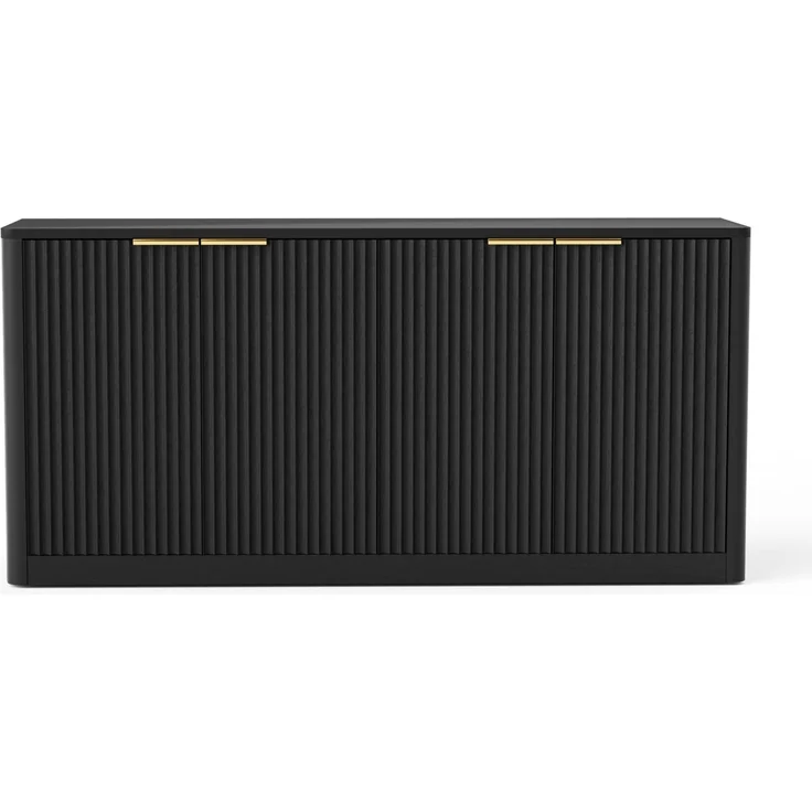 DESVIAE Sideboard mit 4 Türen 150x70,5x40 cm aus MDF Schwarz – Bild 8