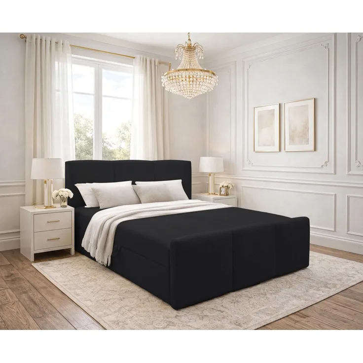 AX LIVING Boxspringbett Ankarra 180x200 cm Schwarz Bett mit Stauraum