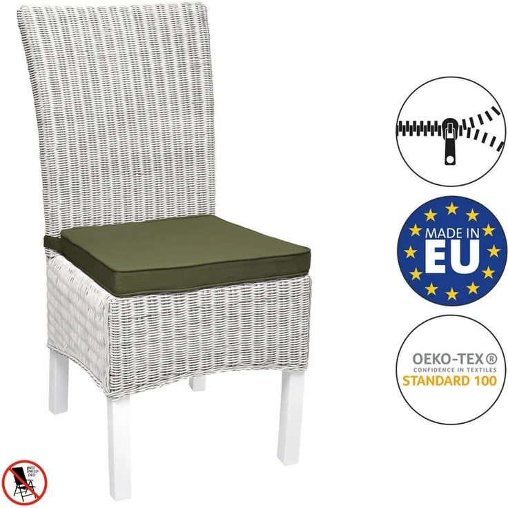 Beautissu Stuhlkissen 2er Set Loft SK Stuhlkissen Olivgrün, 45x40x5cm, Stuhlpolster mit Bändern Sitzkissen für Stühle, rutschfest – Bild 1