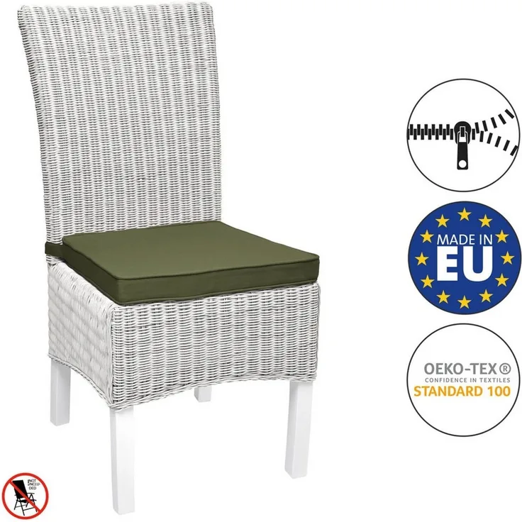 Beautissu Stuhlkissen 2er Set Loft SK Stuhlkissen Olivgrün, 45x40x5cm, Stuhlpolster mit Bändern Sitzkissen für Stühle, rutschfest